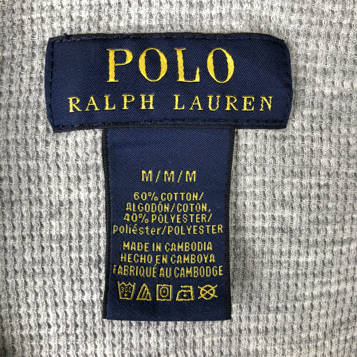 Ralph Lauren POLO RALPH LAUREN Half-Zip Hooded Thermal Long-Sleeve T-Shirt, Men's Size M (approx.) cotton gray type Vintage Second Hand