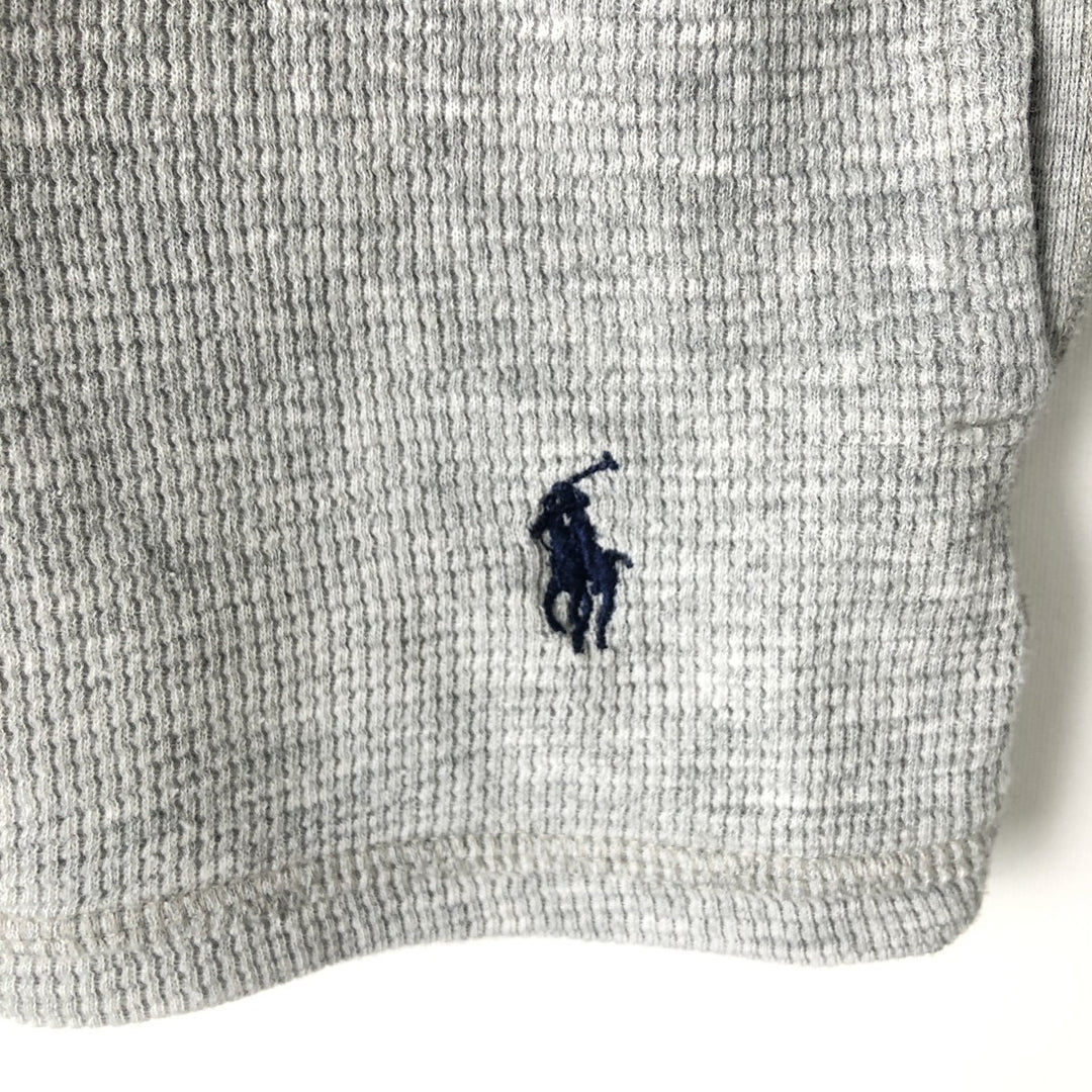 Ralph Lauren POLO RALPH LAUREN Half-Zip Hooded Thermal Long-Sleeve T-Shirt, Men's Size M (approx.) cotton gray type Vintage Second Hand
