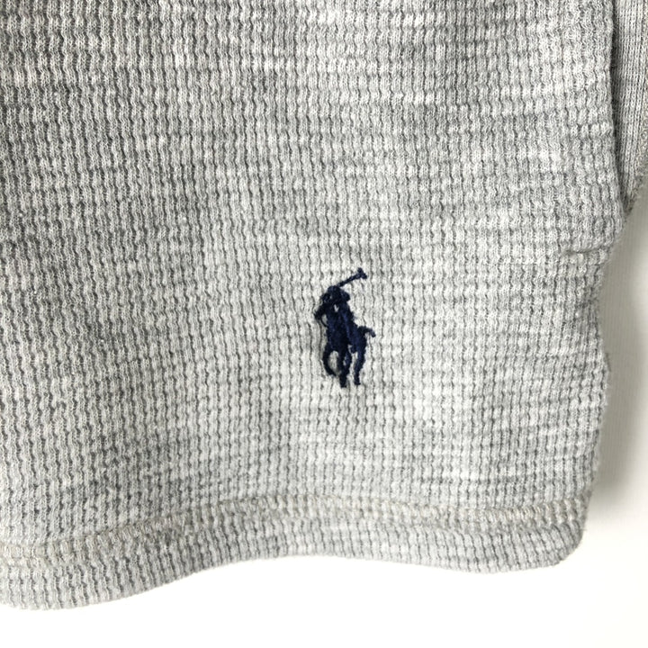 Ralph Lauren POLO RALPH LAUREN Half-Zip Hooded Thermal Long-Sleeve T-Shirt, Men's Size M (approx.) cotton gray type Vintage Second Hand