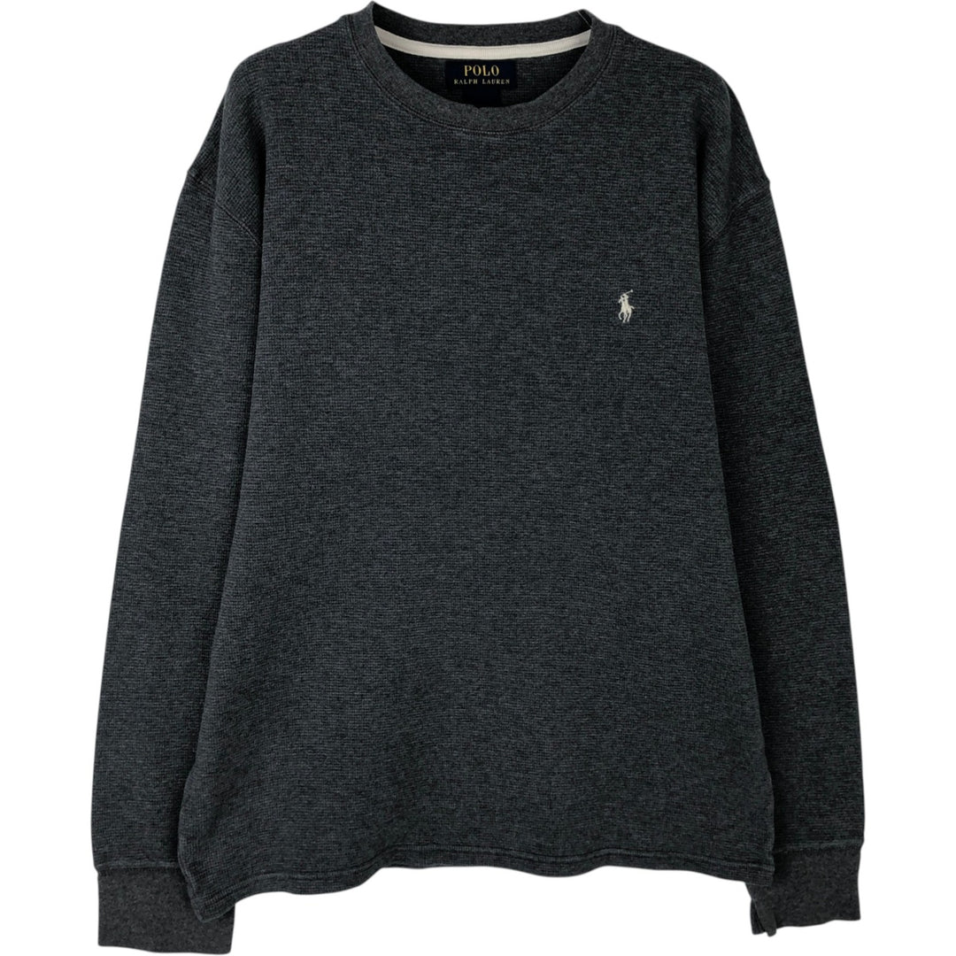 Ralph Lauren POLO RALPH LAUREN Thermal Long T-Shirt Men's Size L cotton Charcoal Vintage Second Hand