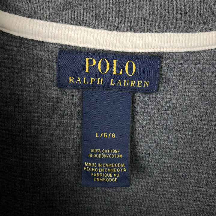 Ralph Lauren POLO RALPH LAUREN Thermal Long T-Shirt Men's Size L cotton Charcoal Vintage Second Hand