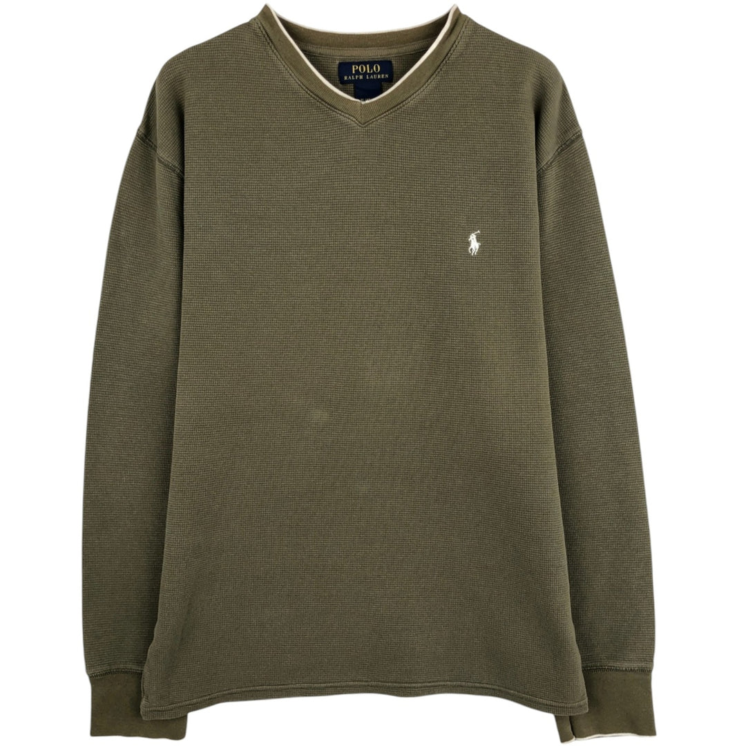 Ralph Lauren POLO RALPH LAUREN Thermal Long T-Shirt Men's XL cotton Khaki type sage green Vintage Second Hand