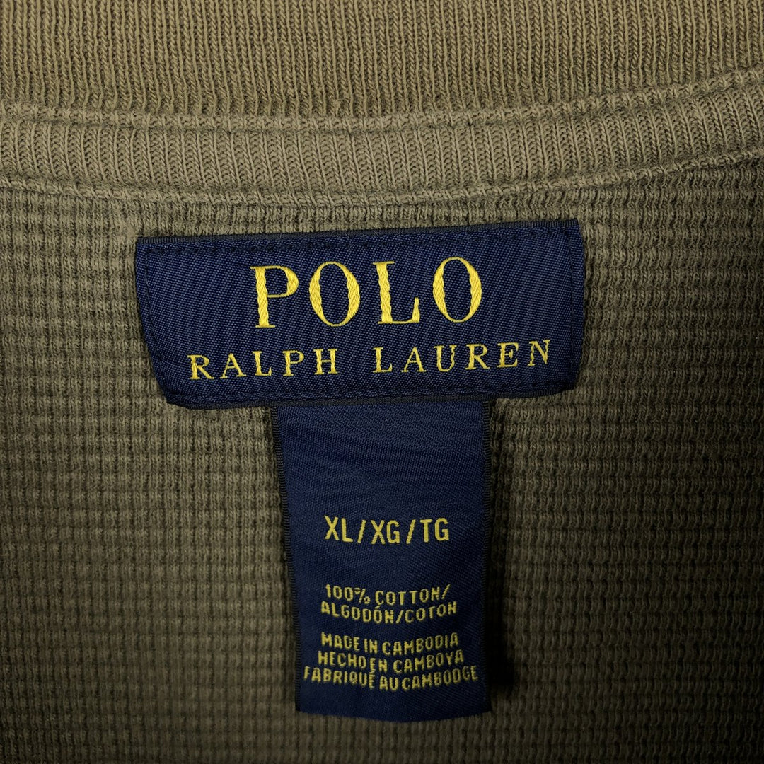 Ralph Lauren POLO RALPH LAUREN Thermal Long T-Shirt Men's XL cotton Khaki type sage green Vintage Second Hand