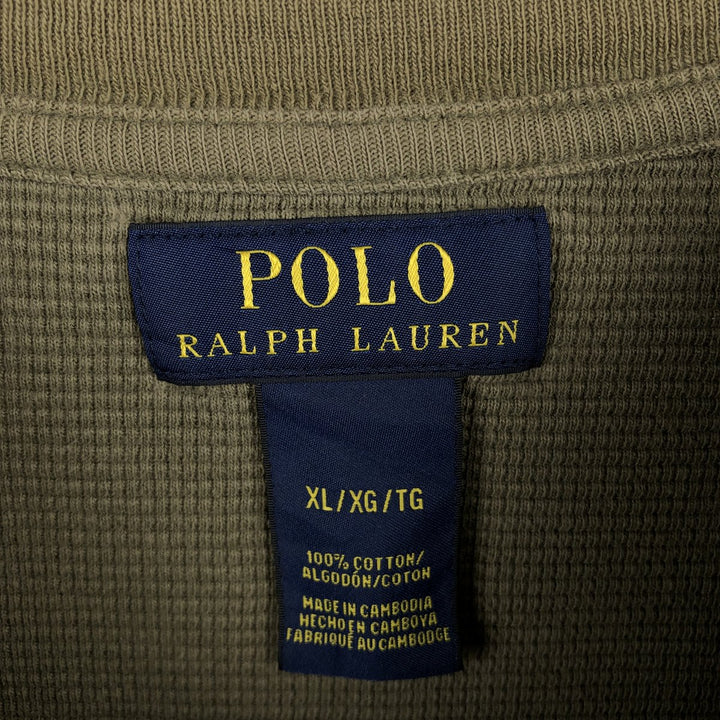 Ralph Lauren POLO RALPH LAUREN Thermal Long T-Shirt Men's XL cotton Khaki type sage green Vintage Second Hand