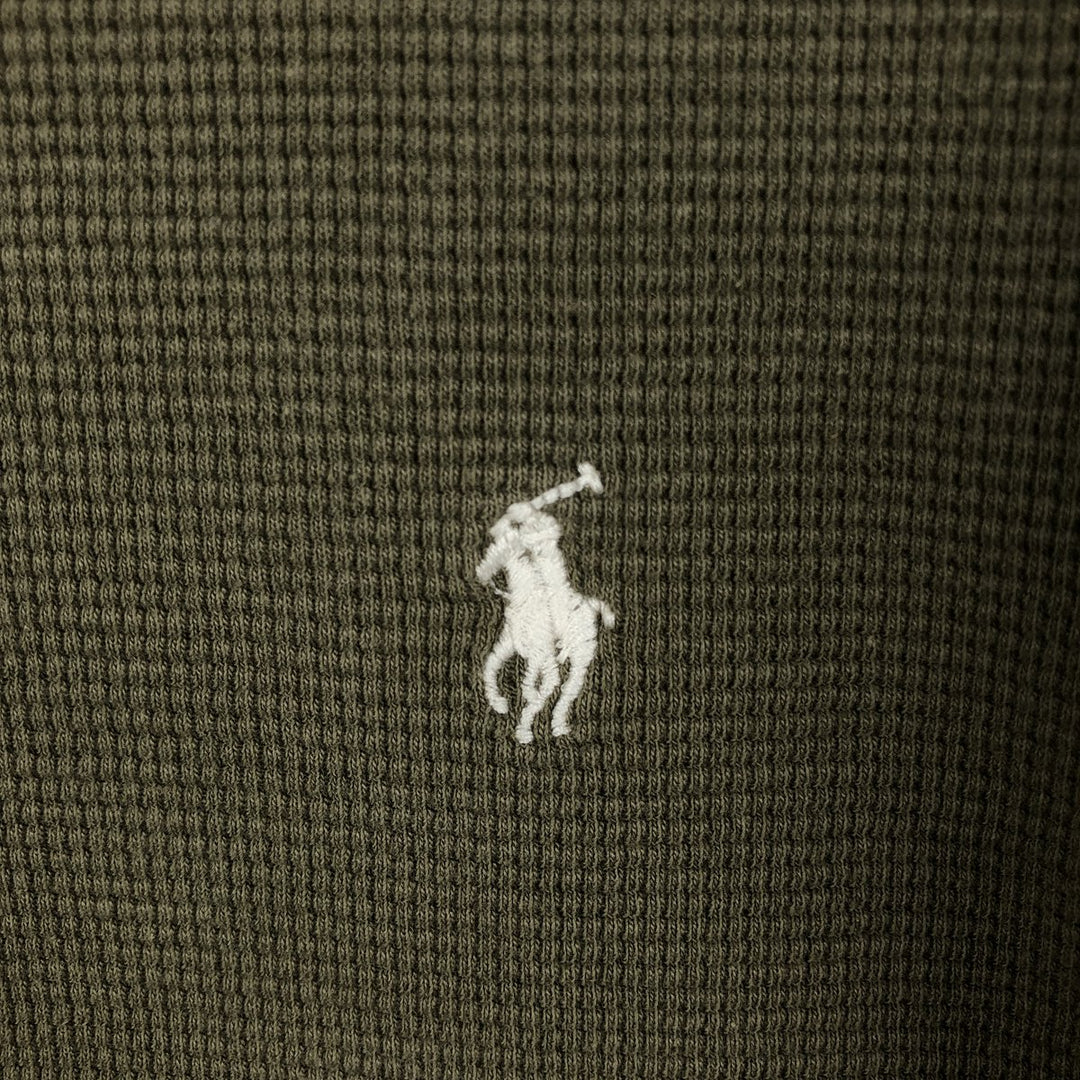 Ralph Lauren POLO RALPH LAUREN Thermal Long T-Shirt Men's XL cotton Khaki type sage green Vintage Second Hand