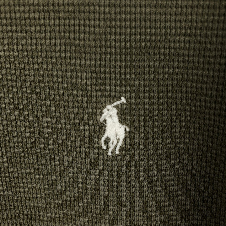 Ralph Lauren POLO RALPH LAUREN Thermal Long T-Shirt Men's XL cotton Khaki type sage green Vintage Second Hand
