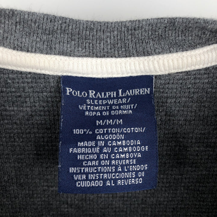 Ralph Lauren POLO RALPH LAUREN SLEEPWEAR Thermal Long T-Shirt, Men's Size Medium cotton Charcoal Vintage Second Hand