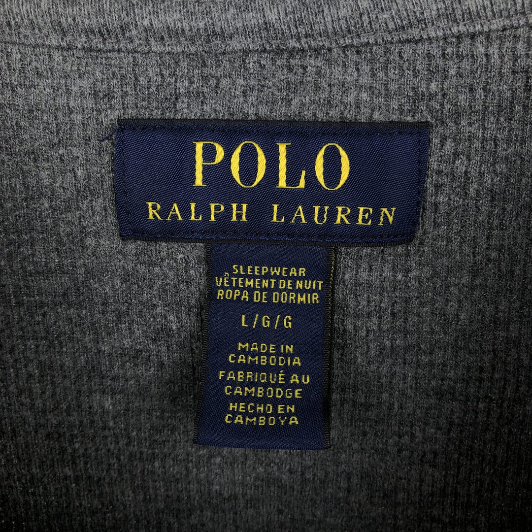 Ralph Lauren POLO RALPH LAUREN SLEEPWEAR Thermal Long T-Shirt, Men's Size L cotton Charcoal Vintage Second Hand