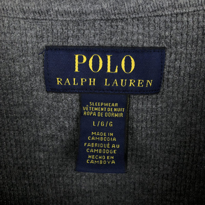 Ralph Lauren POLO RALPH LAUREN SLEEPWEAR Thermal Long T-Shirt, Men's Size L cotton Charcoal Vintage Second Hand