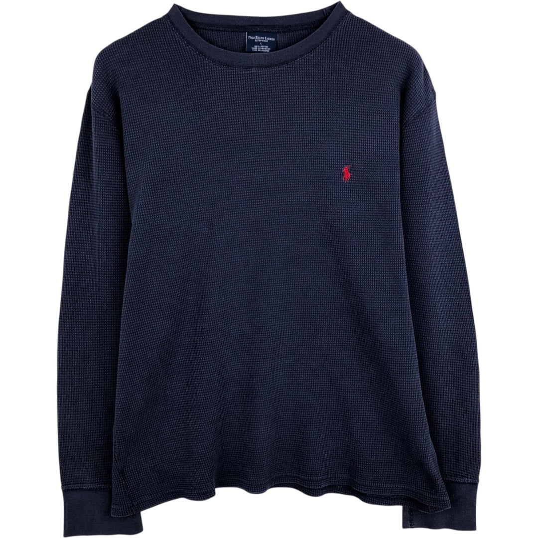 Ralph Lauren POLO RALPH LAUREN SLEEPWEAR Thermal Long T-shirt Waffle Men's L size cotton navy blue type Vintage Second Hand
