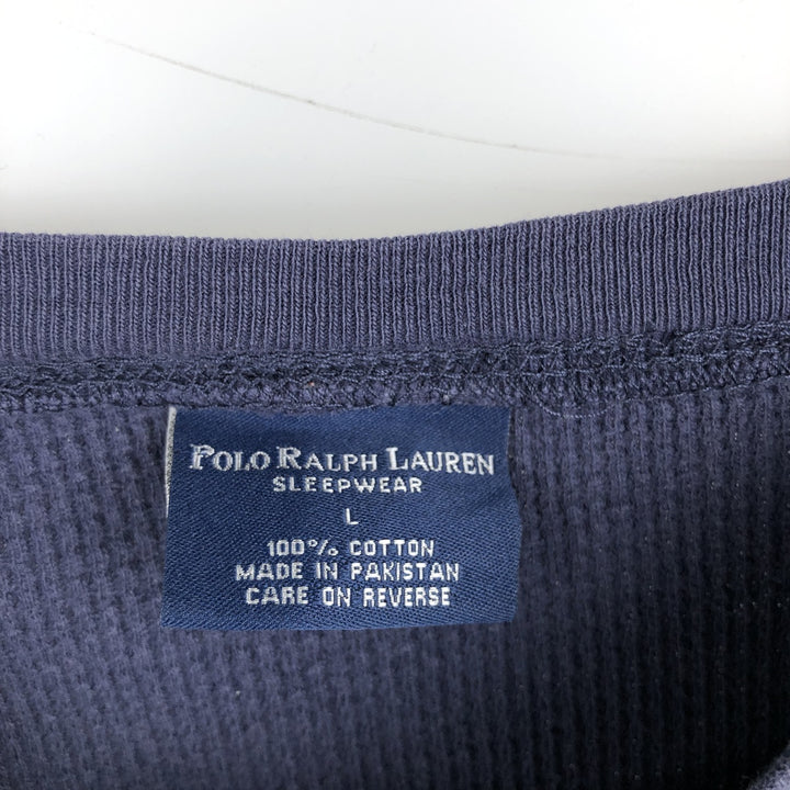 Ralph Lauren POLO RALPH LAUREN SLEEPWEAR Thermal Long T-shirt Waffle Men's L size cotton navy blue type Vintage Second Hand