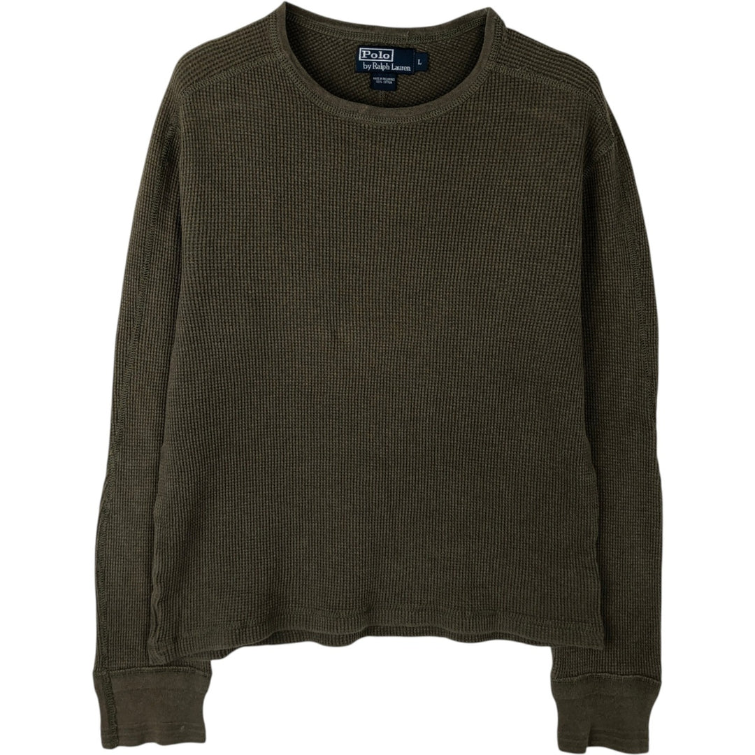 Ralph Lauren POLO by Ralph Lauren Thermal Long-Sleeve T-Shirt, Men's Size L (approx.) cotton Khaki type sage green Vintage Second Hand