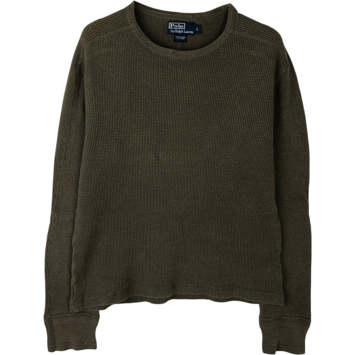 Ralph Lauren POLO by Ralph Lauren Thermal Long-Sleeve T-Shirt, Men's Size L (approx.) cotton Khaki type sage green Vintage Second Hand
