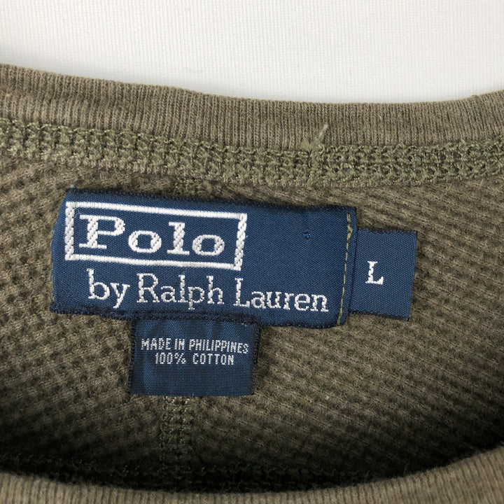 Ralph Lauren POLO by Ralph Lauren Thermal Long-Sleeve T-Shirt, Men's Size L (approx.) cotton Khaki type sage green Vintage Second Hand