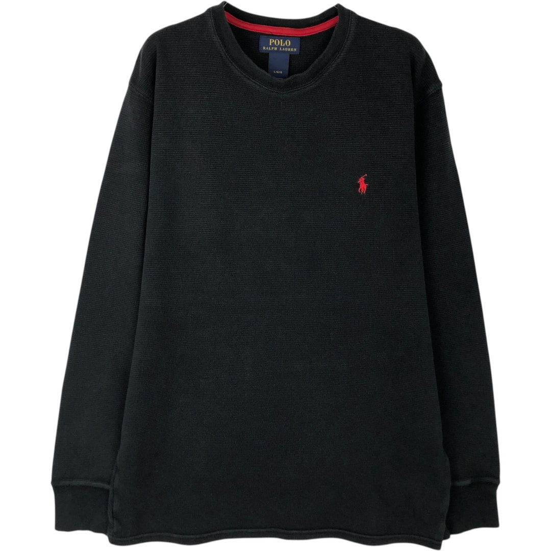 Ralph Lauren POLO RALPH LAUREN Thermal Long T-Shirt Men's Size L cotton black type Vintage Second Hand