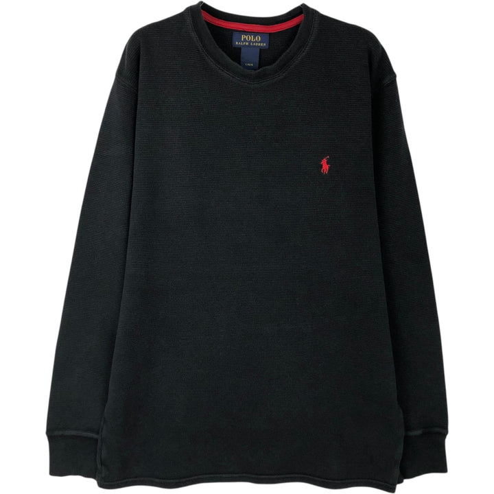 Ralph Lauren POLO RALPH LAUREN Thermal Long T-Shirt Men's Size L cotton black type Vintage Second Hand