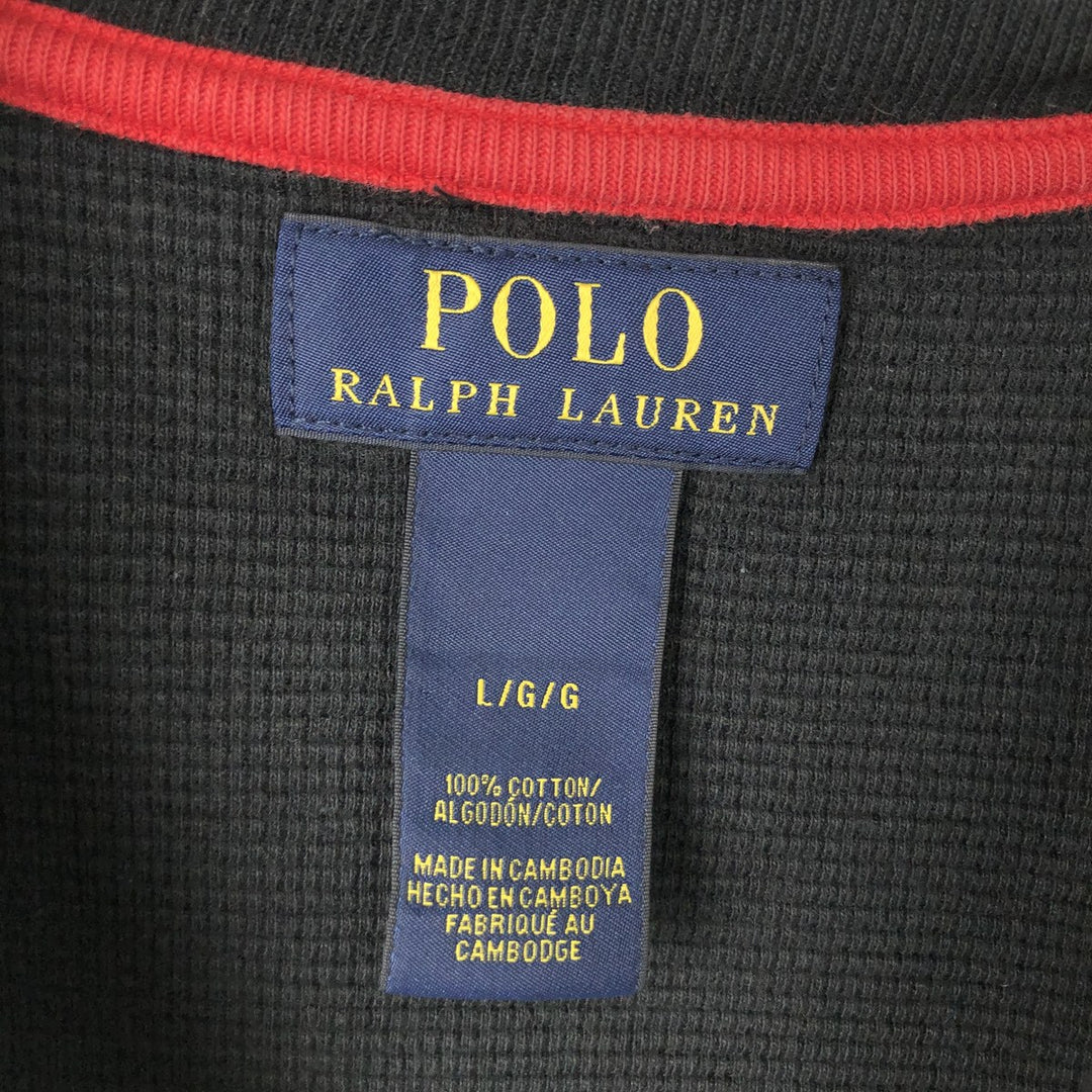 Ralph Lauren POLO RALPH LAUREN Thermal Long T-Shirt Men's Size L cotton black type Vintage Second Hand