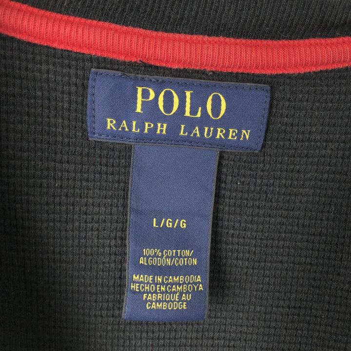 Ralph Lauren POLO RALPH LAUREN Thermal Long T-Shirt Men's Size L cotton black type Vintage Second Hand