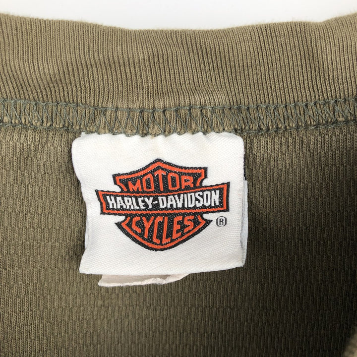 Harley-Davidson Wolf Pattern Thermal Long-Sleeve T-Shirt, Honeycomb, Made in USA, Men's XL equivalent. cotton Khaki type sage green Vintage Second Hand