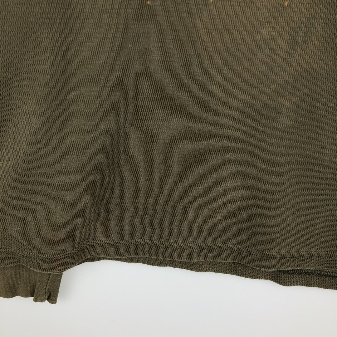 Harley-Davidson Wolf Pattern Thermal Long-Sleeve T-Shirt, Honeycomb, Made in USA, Men's XL equivalent. cotton Khaki type sage green Vintage Second Hand