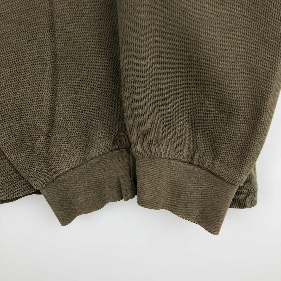 Harley-Davidson Wolf Pattern Thermal Long-Sleeve T-Shirt, Honeycomb, Made in USA, Men's XL equivalent. cotton Khaki type sage green Vintage Second Hand