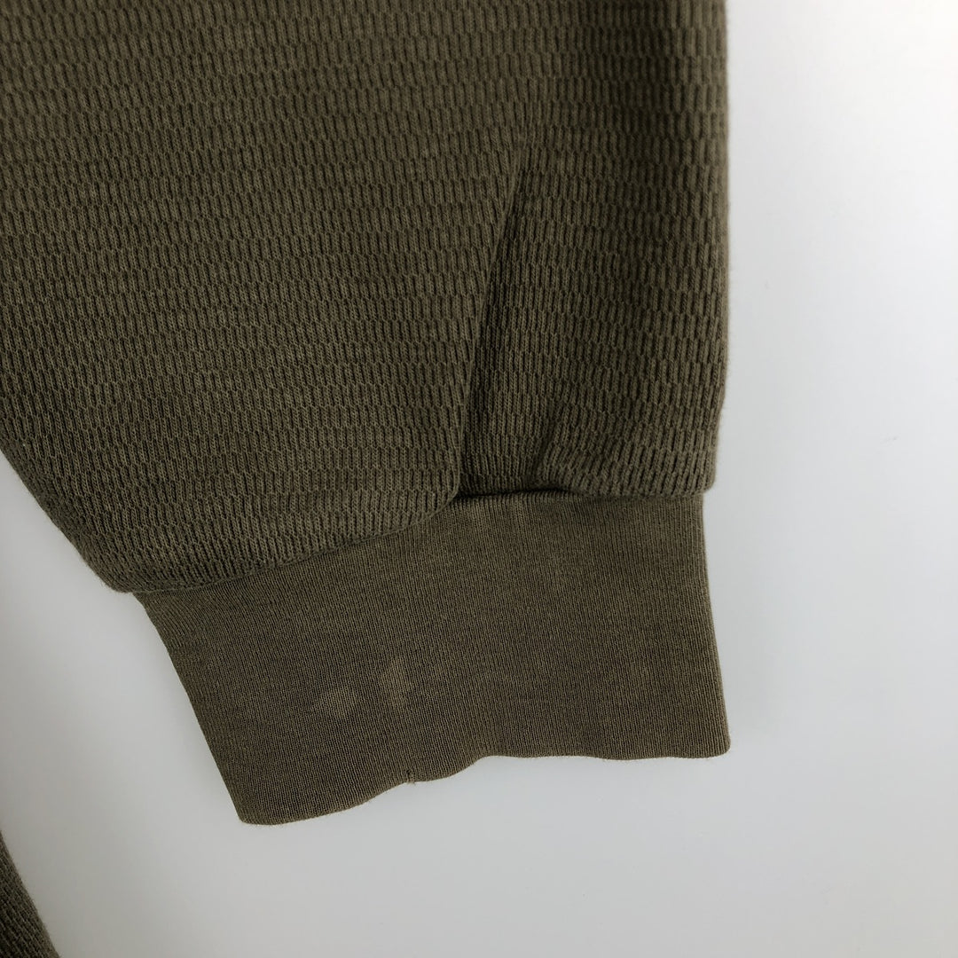 Harley-Davidson Wolf Pattern Thermal Long-Sleeve T-Shirt, Honeycomb, Made in USA, Men's XL equivalent. cotton Khaki type sage green Vintage Second Hand