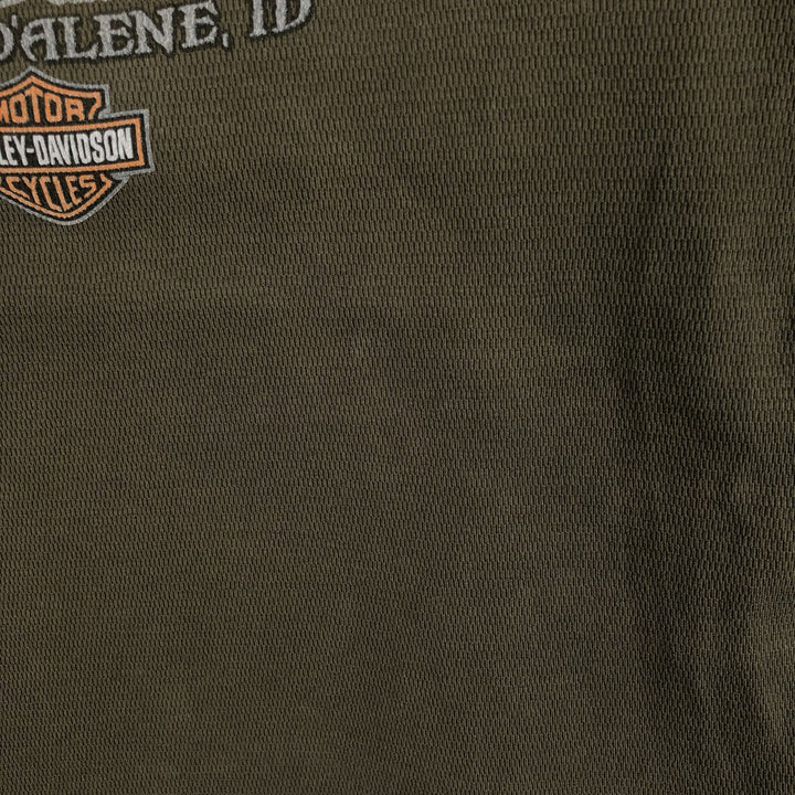 Harley-Davidson Wolf Pattern Thermal Long-Sleeve T-Shirt, Honeycomb, Made in USA, Men's XL equivalent. cotton Khaki type sage green Vintage Second Hand