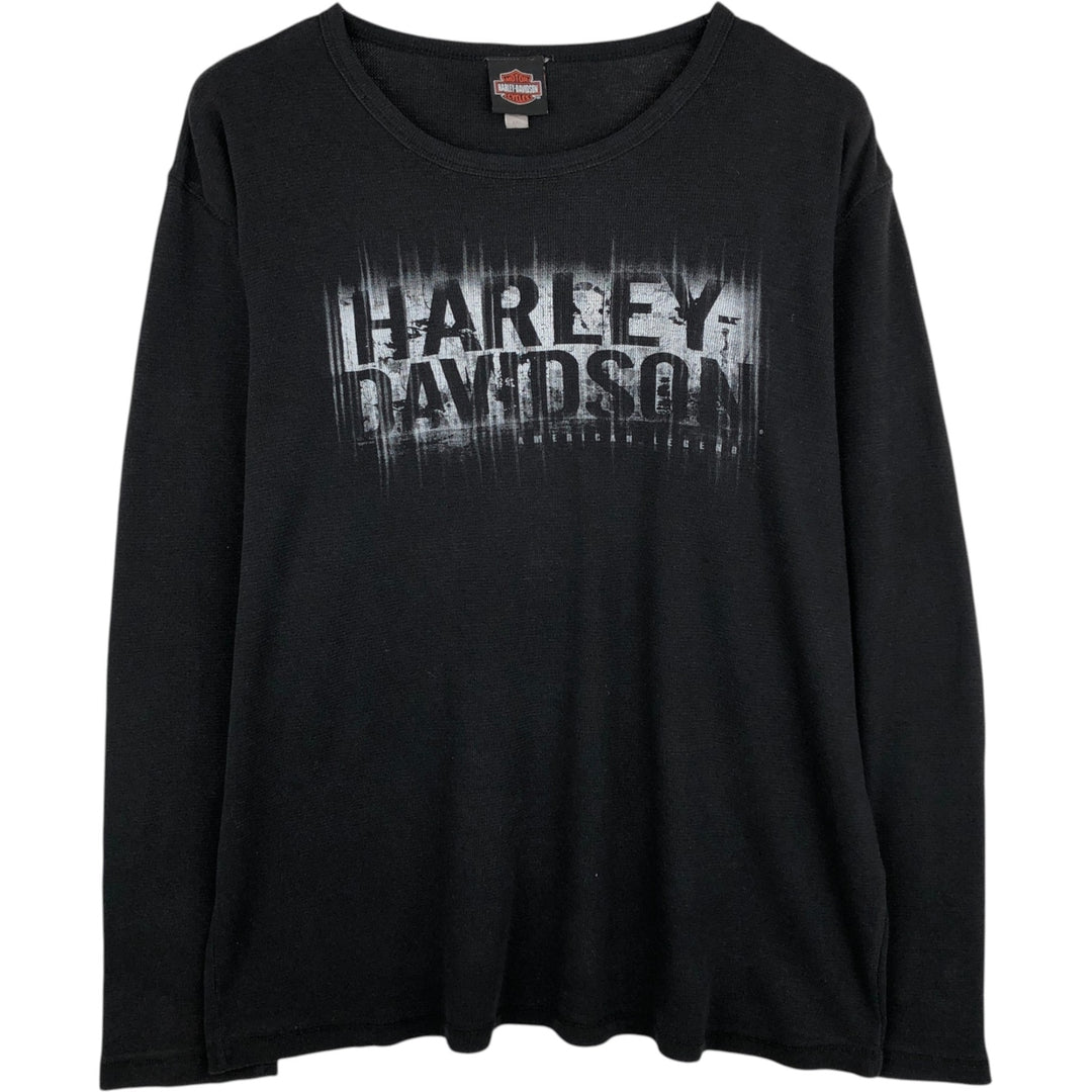 Harley-Davidson Thermal Long-Sleeve T-Shirt, Men's Size XXL (approx.) cotton black type Vintage Second Hand