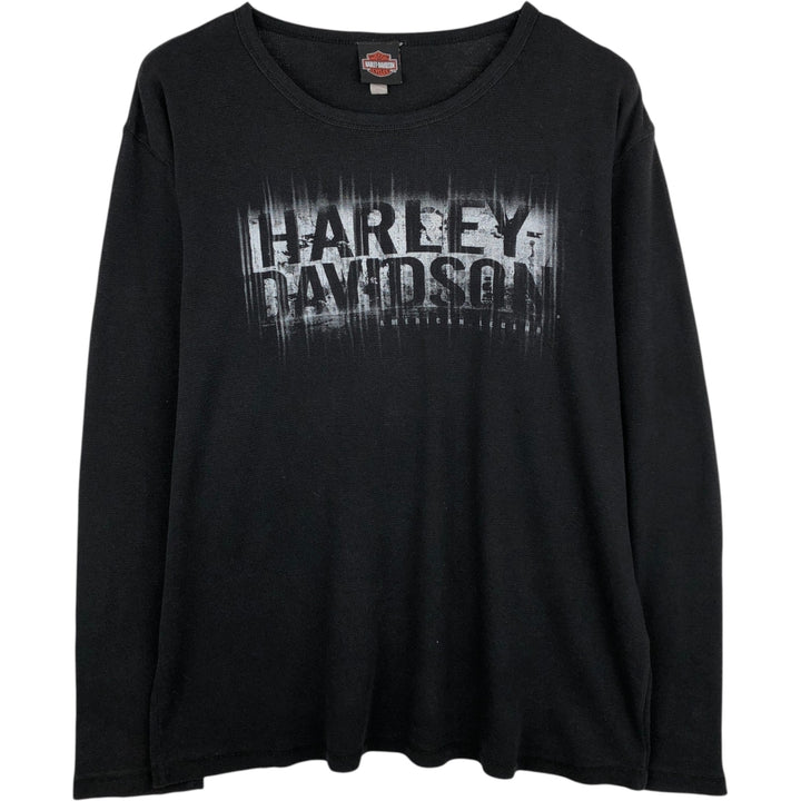 Harley-Davidson Thermal Long-Sleeve T-Shirt, Men's Size XXL (approx.) cotton black type Vintage Second Hand
