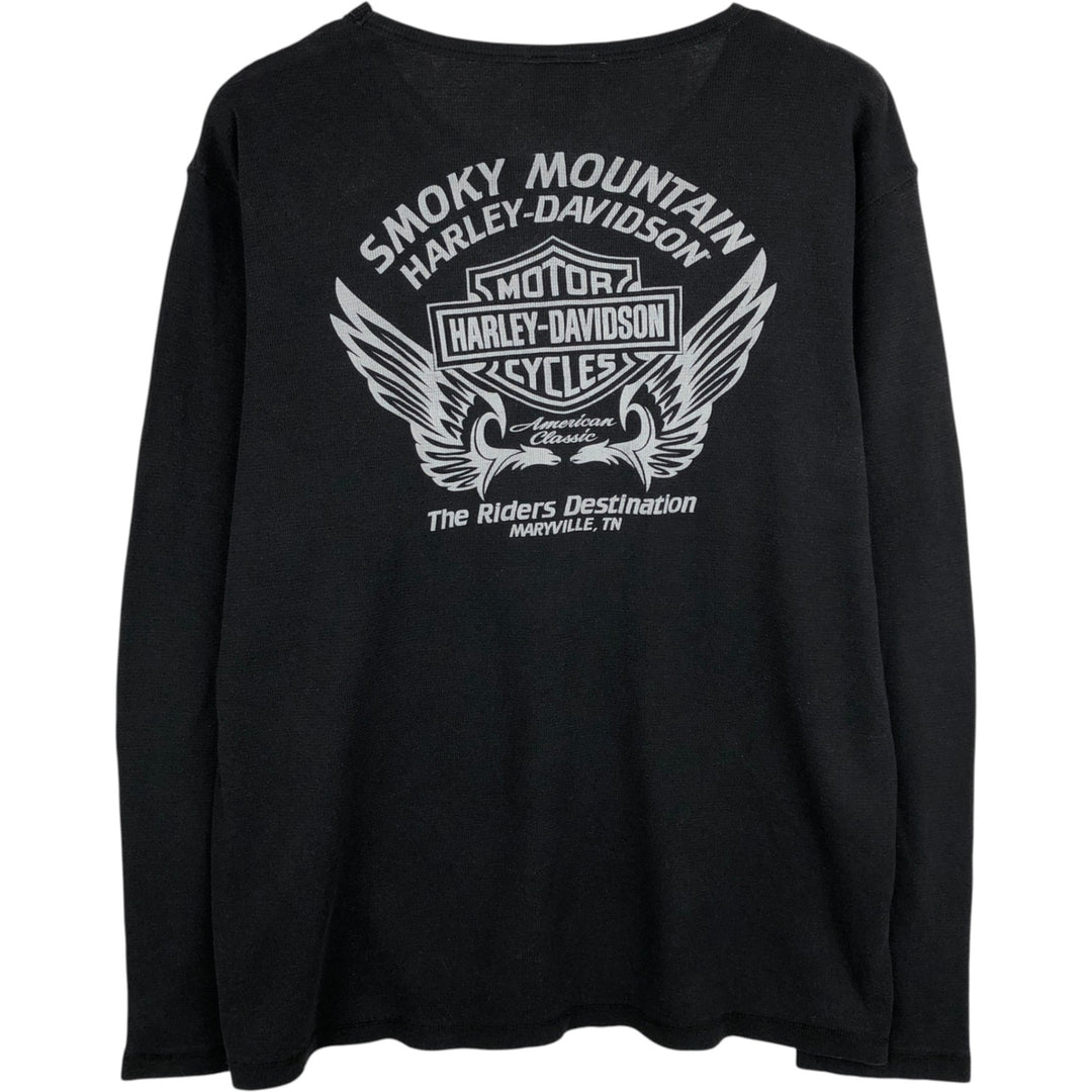 Harley-Davidson Thermal Long-Sleeve T-Shirt, Men's Size XXL (approx.) cotton black type Vintage Second Hand