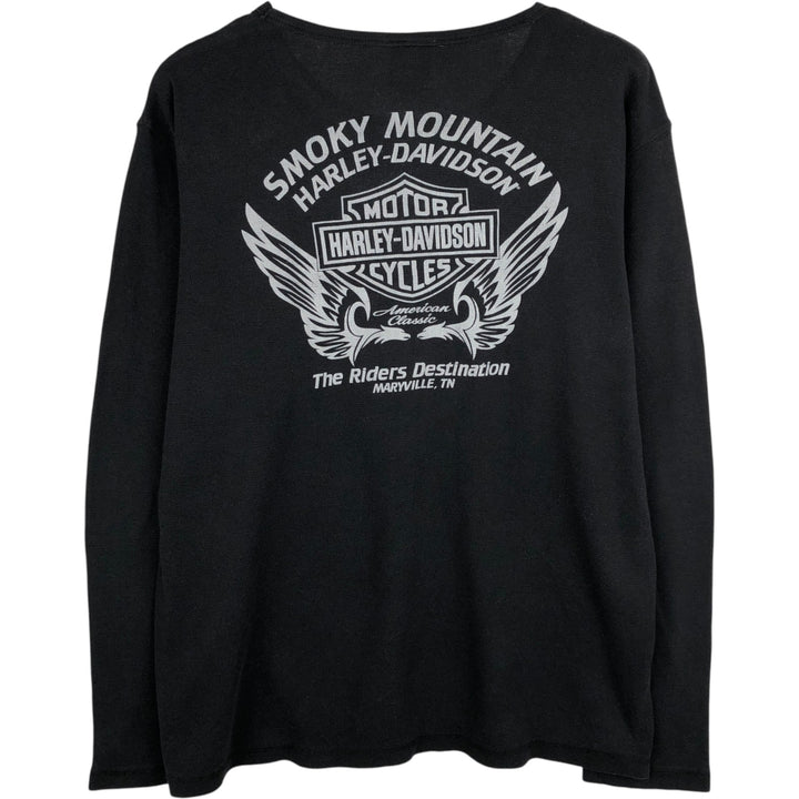Harley-Davidson Thermal Long-Sleeve T-Shirt, Men's Size XXL (approx.) cotton black type Vintage Second Hand