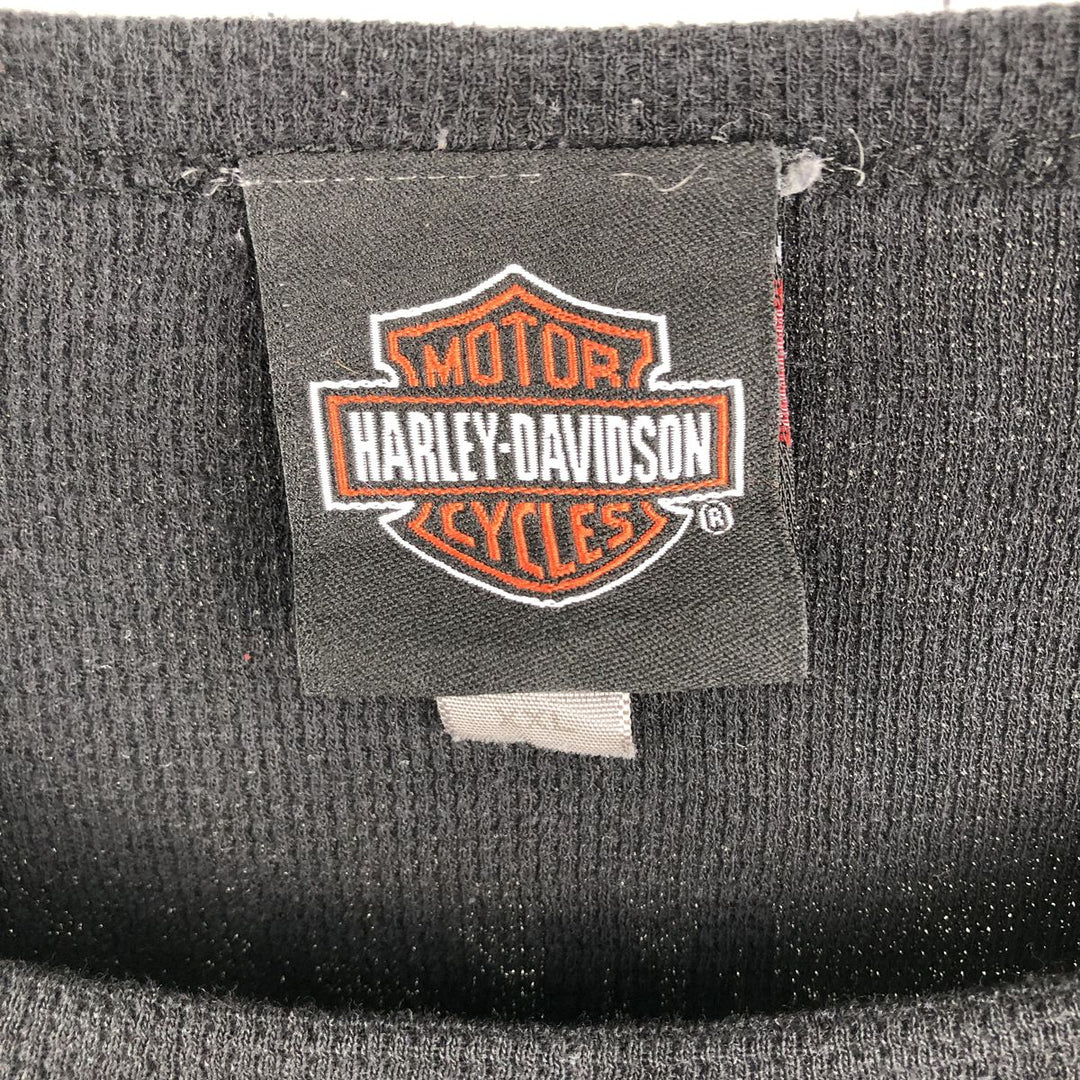 Harley-Davidson Thermal Long-Sleeve T-Shirt, Men's Size XXL (approx.) cotton black type Vintage Second Hand