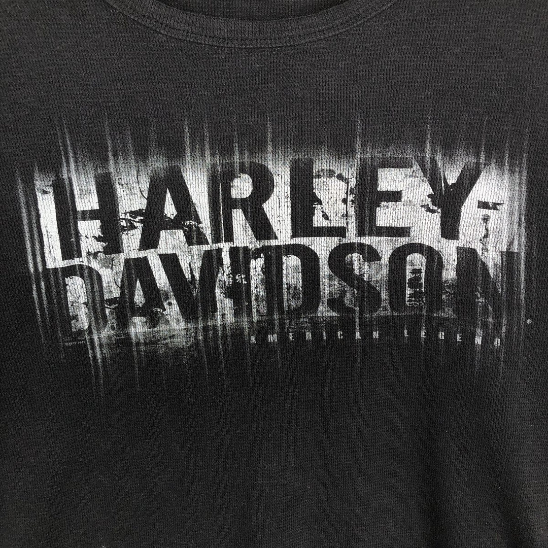 Harley-Davidson Thermal Long-Sleeve T-Shirt, Men's Size XXL (approx.) cotton black type Vintage Second Hand