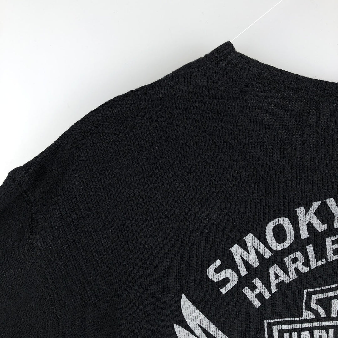 Harley-Davidson Thermal Long-Sleeve T-Shirt, Men's Size XXL (approx.) cotton black type Vintage Second Hand