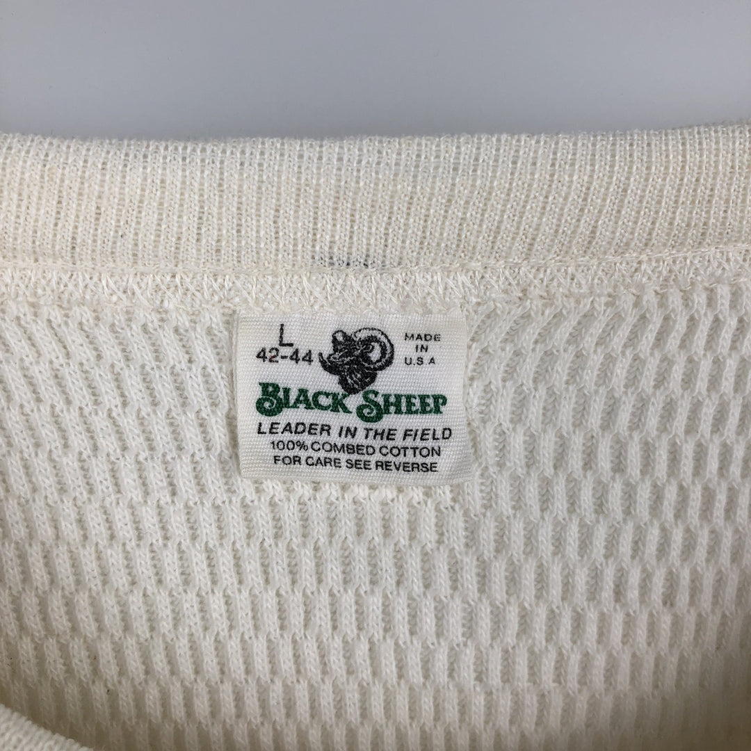 BLACK SHEEP Thermal Long T-Shirt, Made in USA, Men's Size Small cotton pale white type Vintage Second Hand