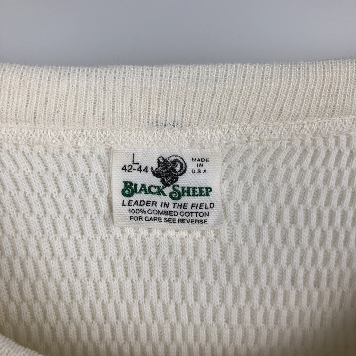 BLACK SHEEP Thermal Long T-Shirt, Made in USA, Men's Size Small cotton pale white type Vintage Second Hand