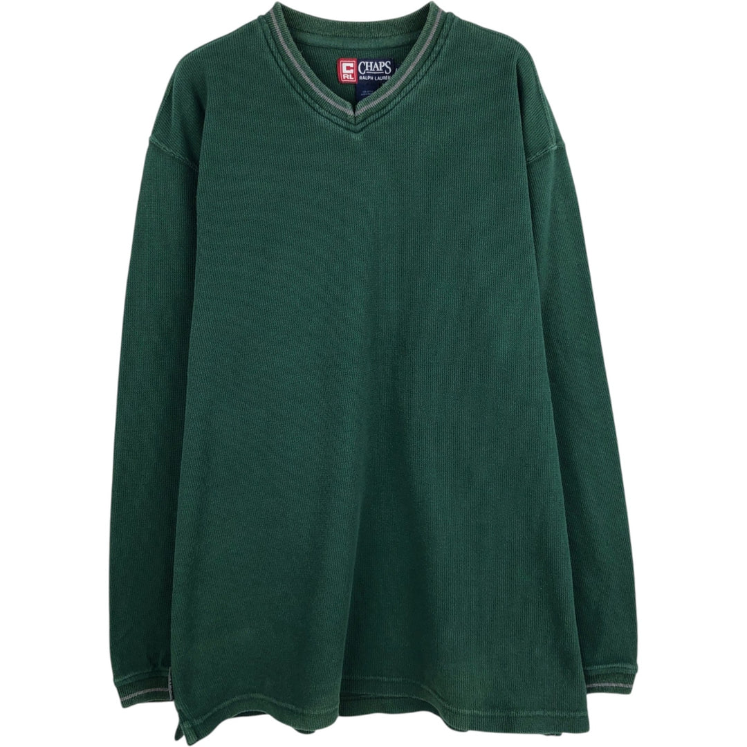 Ralph Lauren CHAPS Thermal Long-Sleeve T-Shirt, Men's Size L (approx.) cotton green type Vintage Second Hand