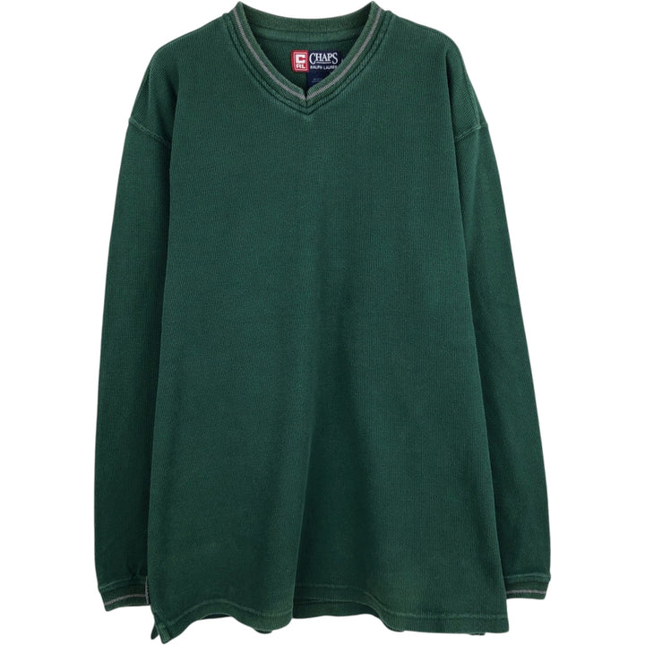 Ralph Lauren CHAPS Thermal Long-Sleeve T-Shirt, Men's Size L (approx.) cotton green type Vintage Second Hand