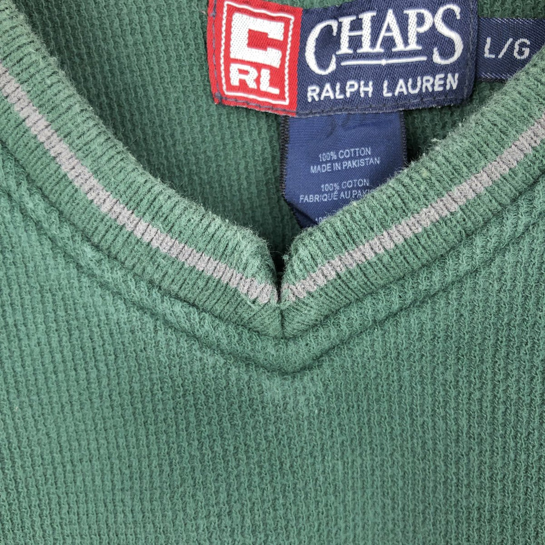 Ralph Lauren CHAPS Thermal Long-Sleeve T-Shirt, Men's Size L (approx.) cotton green type Vintage Second Hand