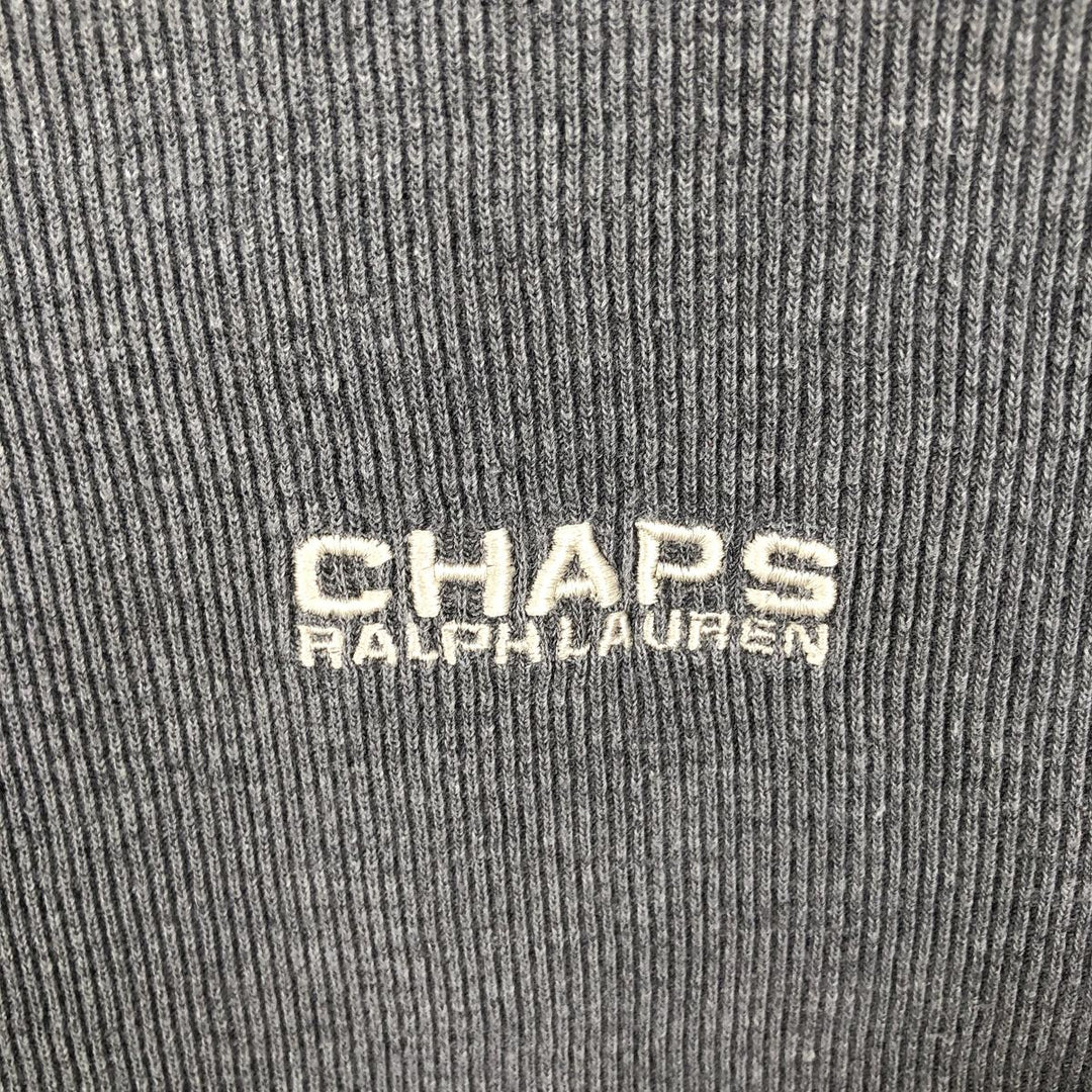 Ralph Lauren CHAPS V-neck long T-shirt, men's XL size cotton gray type Vintage Second Hand
