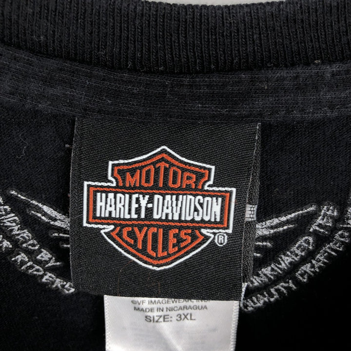 Oversized Harley-Davidson Skull Pattern Motorcycle Long Sleeve T-Shirt, Men's Size XXXL cotton black type Vintage Second Hand