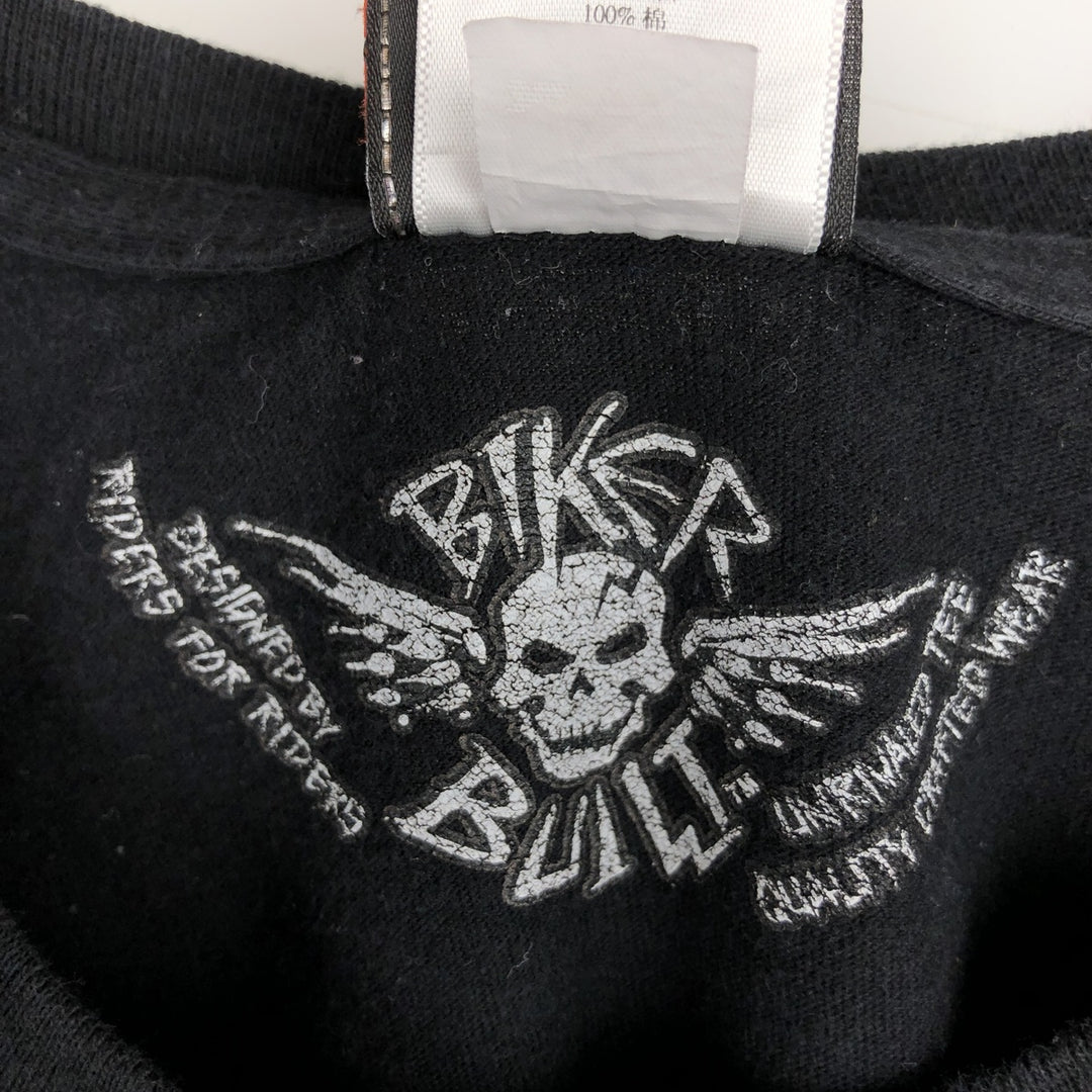 Oversized Harley-Davidson Skull Pattern Motorcycle Long Sleeve T-Shirt, Men's Size XXXL cotton black type Vintage Second Hand