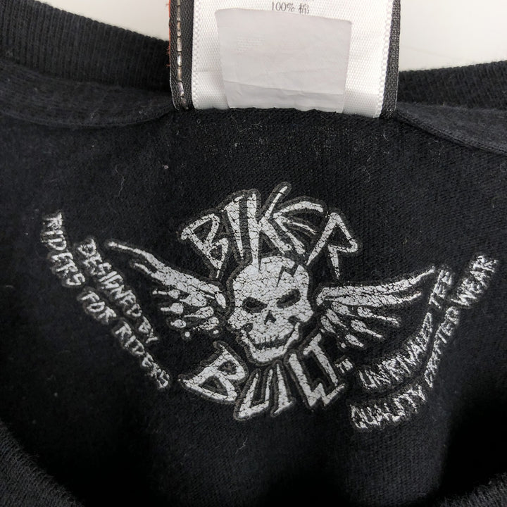 Oversized Harley-Davidson Skull Pattern Motorcycle Long Sleeve T-Shirt, Men's Size XXXL cotton black type Vintage Second Hand