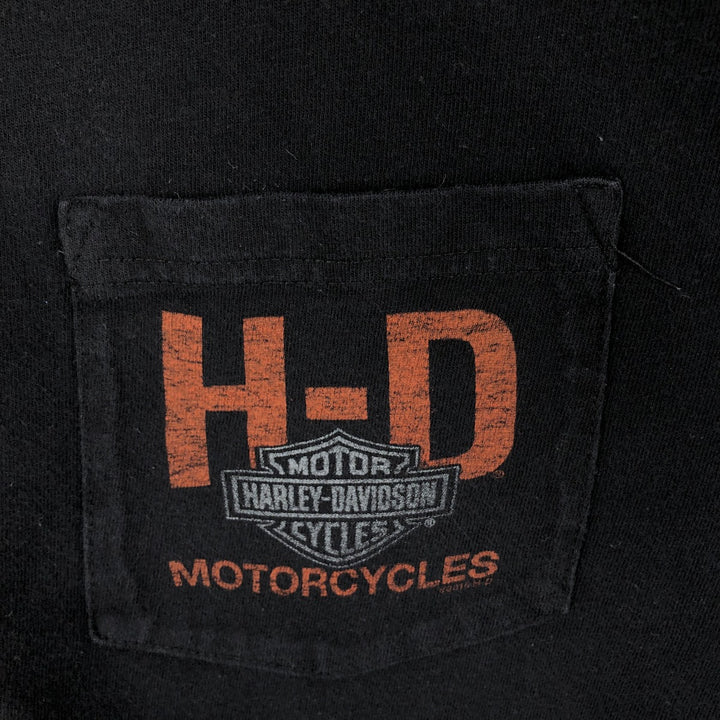 Oversized Harley-Davidson Skull Pattern Motorcycle Long Sleeve T-Shirt, Men's Size XXXL cotton black type Vintage Second Hand