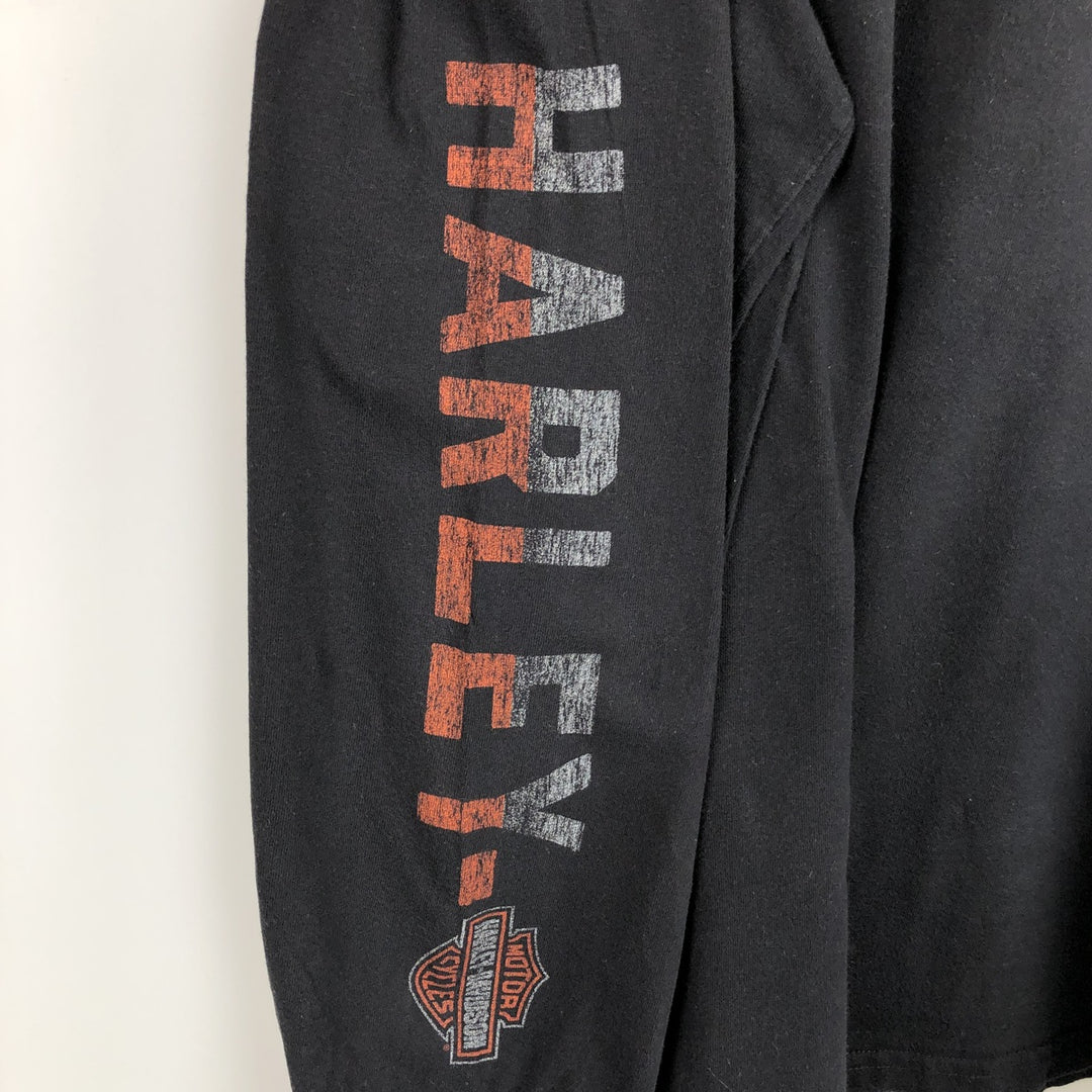 Oversized Harley-Davidson Skull Pattern Motorcycle Long Sleeve T-Shirt, Men's Size XXXL cotton black type Vintage Second Hand