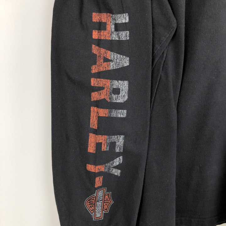 Oversized Harley-Davidson Skull Pattern Motorcycle Long Sleeve T-Shirt, Men's Size XXXL cotton black type Vintage Second Hand