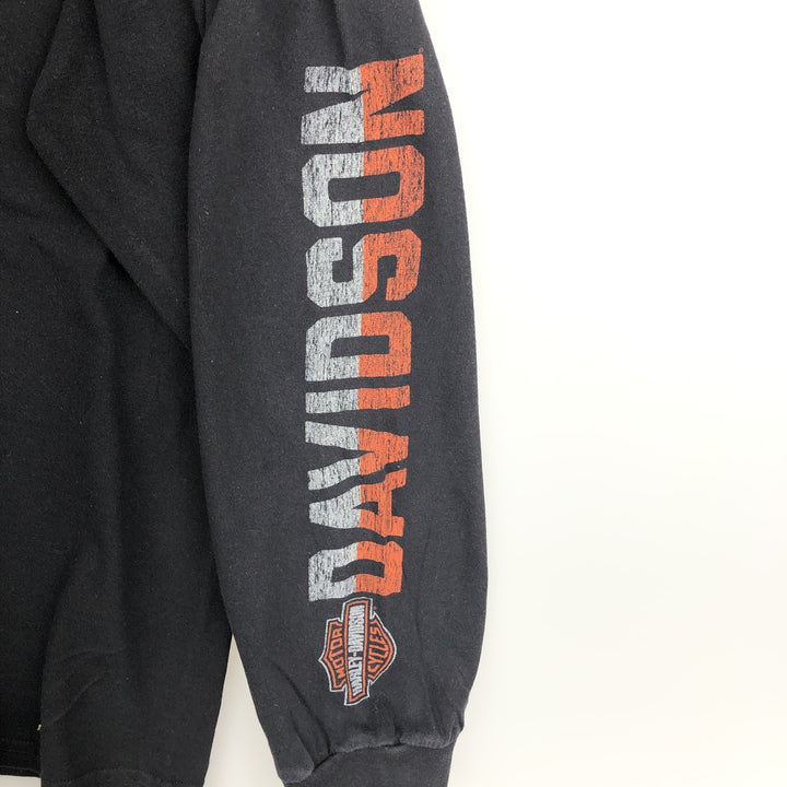 Oversized Harley-Davidson Skull Pattern Motorcycle Long Sleeve T-Shirt, Men's Size XXXL cotton black type Vintage Second Hand