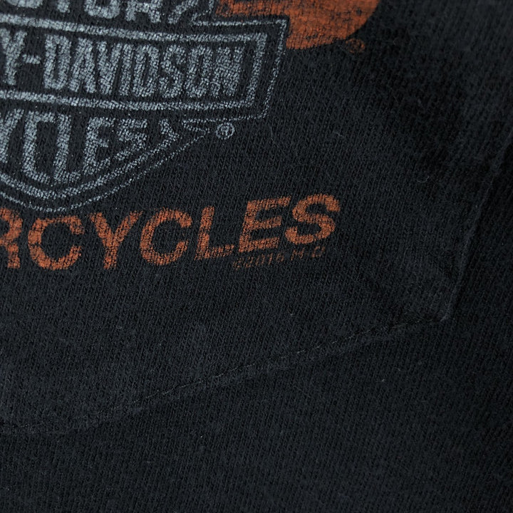 Oversized Harley-Davidson Skull Pattern Motorcycle Long Sleeve T-Shirt, Men's Size XXXL cotton black type Vintage Second Hand