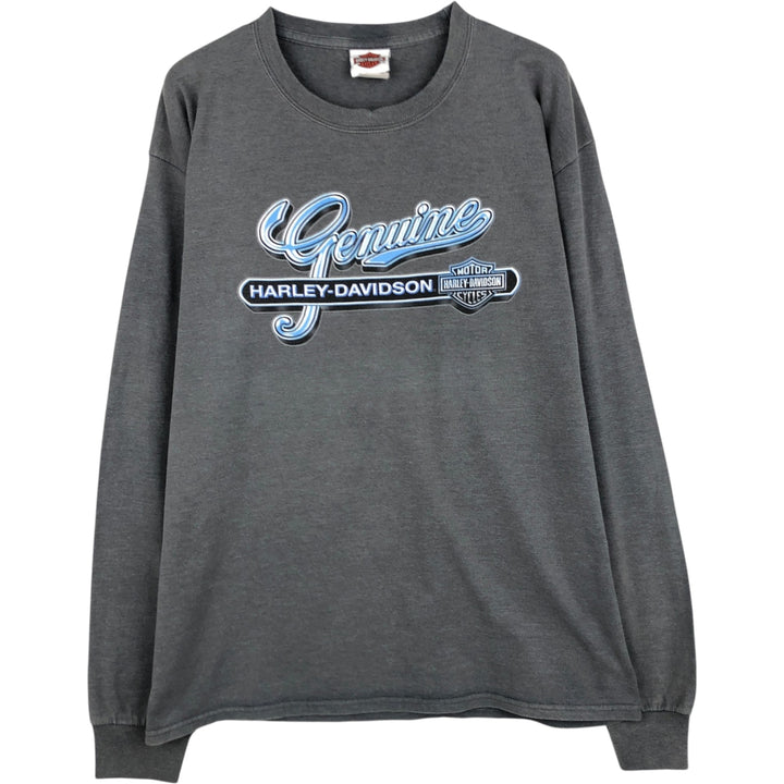 Harley-Davidson Motorcycle Long Sleeve T-Shirt, Men's Size L cotton gray type Vintage Second Hand