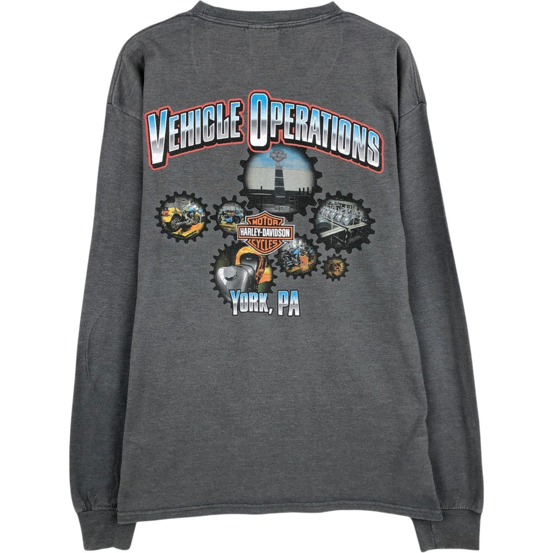 Harley-Davidson Motorcycle Long Sleeve T-Shirt, Men's Size L cotton gray type Vintage Second Hand